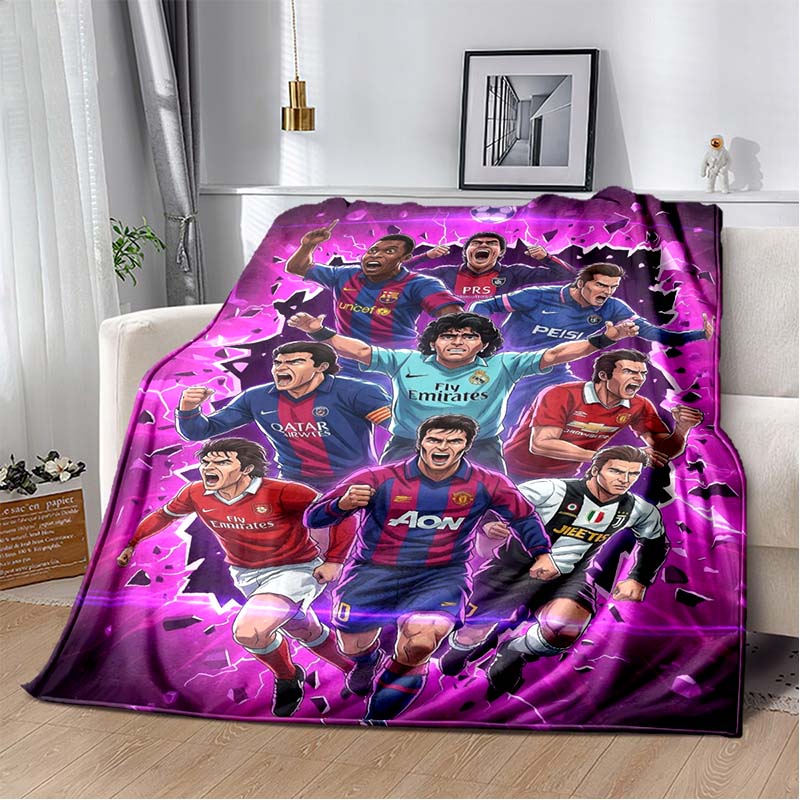 Portugal Ronaldo No.7 Print Flannel Throw Blanket Soft Warm Sofa Bed Cover For Football Fans Kids Teens