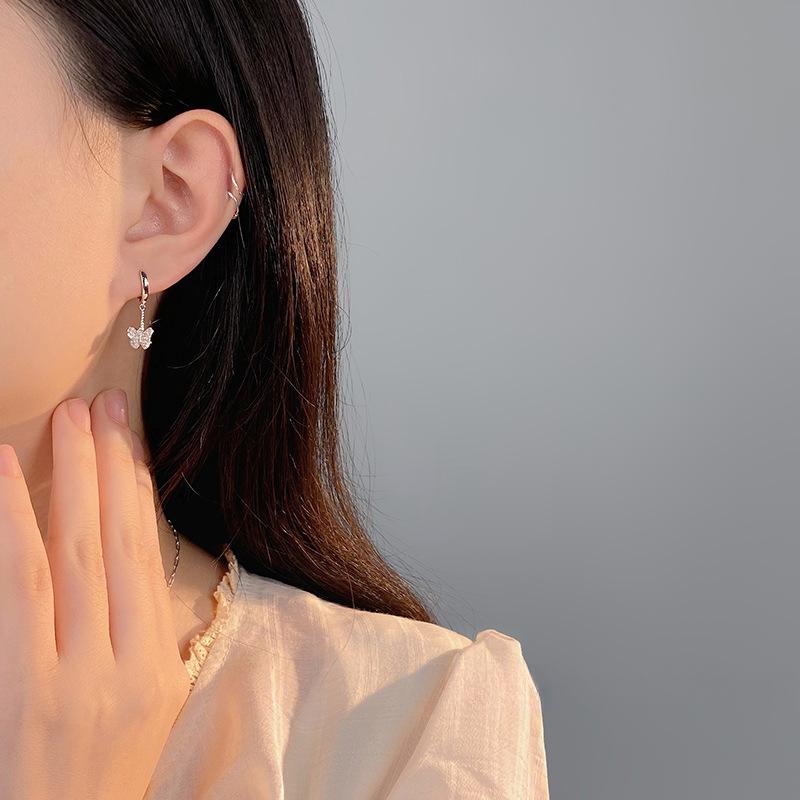 Light Luxury Butterfly Ear Buttons for Women's High-end Ins Fairy Style New Earrings