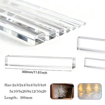 1pcs Transparents Square Acrylic Stick Bar, Clear for DIY Craft, Display Stand, Polished Edges, Multiple Sizes
