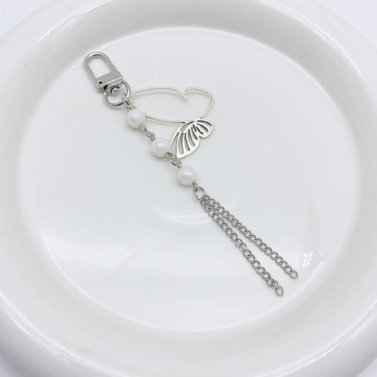 Sweet Bowknot Phone Chain Ornament Heart Beaded Cellphone Pendant Phone Lanyard