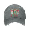 Holly Jolly Christmas Tree Bow Striped Decor Washed Baseball Cap Outdoor For Womens Unisex FeUnisex