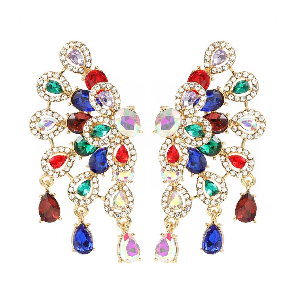 Fashionable and Exaggerated  Earrings Female Earrings With a Sense of Design Peacock Screen Opening Bride Luxury Jewelry