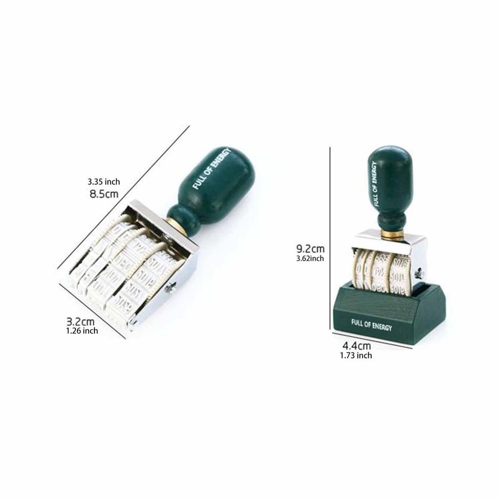Rollers Date Stamp with Wooden Handle And Base Rolling Wheel