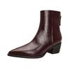 Pointed Thick Heel Short Boots Women's 2025 New Autumn and Winter Women's Shoes French Soft Leather Medium Heel Thin Boots Women's Medium Boots