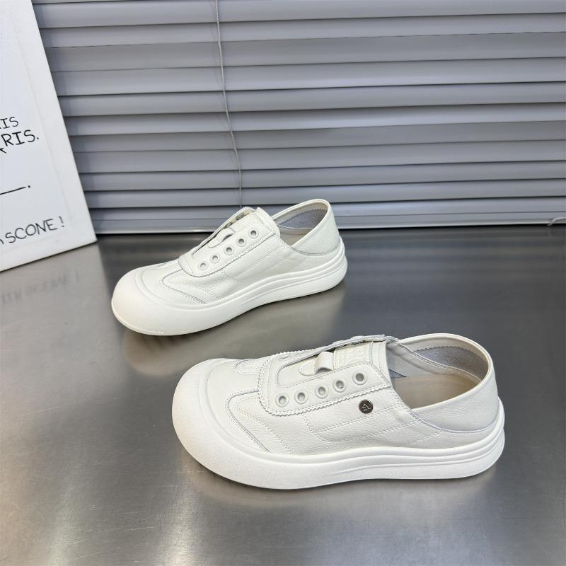Platform White Shoes Women's New Fashionable Versatile Lazy People Wear Casual Sports Shoes with One Pedal and Two