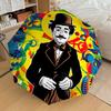 1pz Ombrello Pieghevole Automatico Charlie Chaplin, Design Pieghevole Portatile, Accessorio Casual da Esterno L1127016