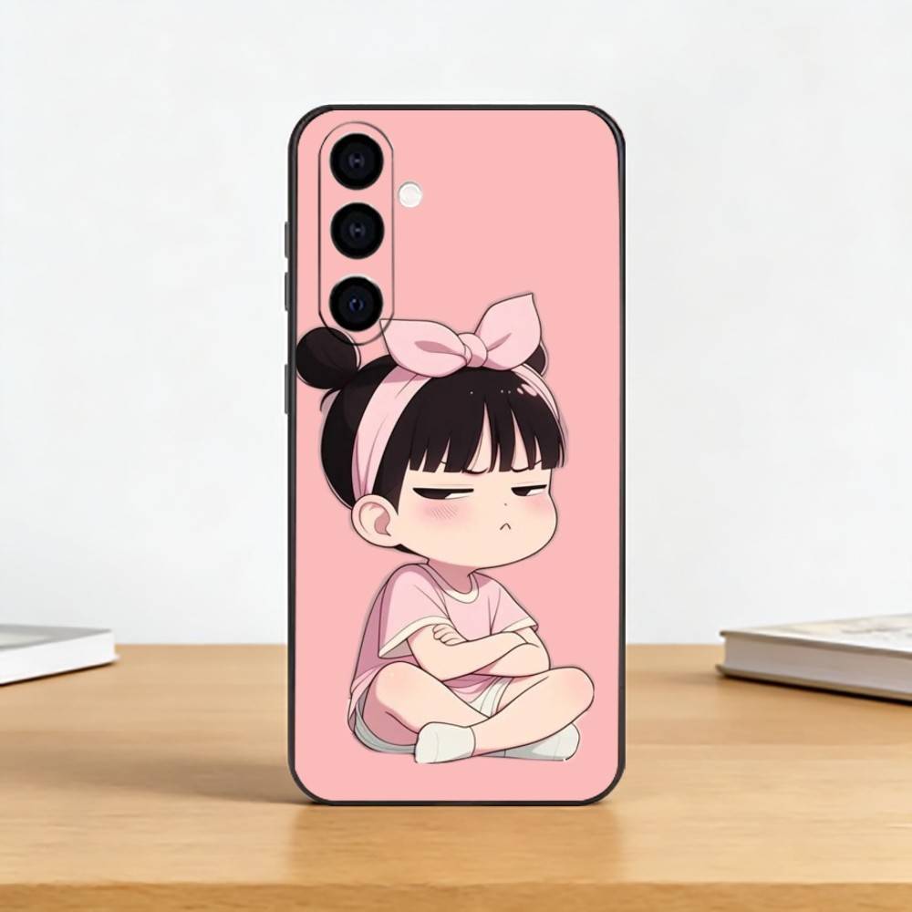 Cute Angry L-Little Girl Phone Case For Samsung Galaxy A73,A72,A71,A70,A53,A52,A51,Soft Silicone Black Cover