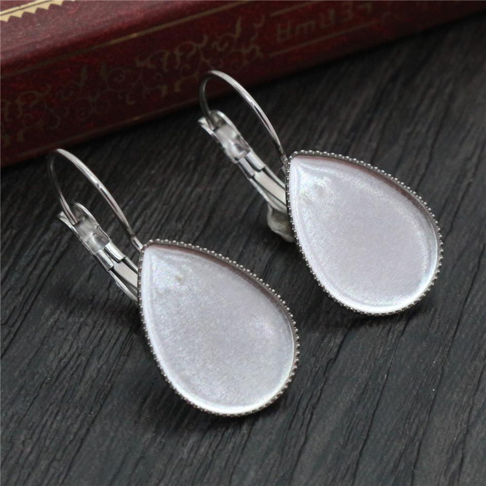 13*18mm 10*14mm 18x25mm 10pcs Stainless Steel Drop French Lever Back Earrings Base,Fit Drop Glass Cabochons