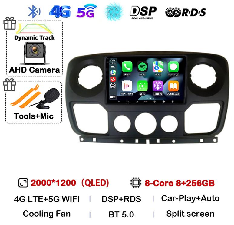 Android 14 Auto Carplay Car Radio For Renault Master Nissan NV400 Opel Movano 2010-2021 Multimedia Video Player GPS Wifi+4G QLED