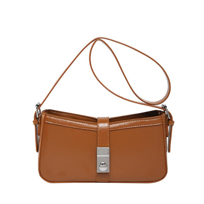 

Trendy new Korean temperament advanced sense simple underarm small square bag versatile fashion women s commuter style messenger bag коричневый