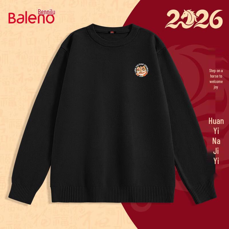 Baleno Men s Auspicious Year Loose-Fit Round Neck Knit Sweater 2XL