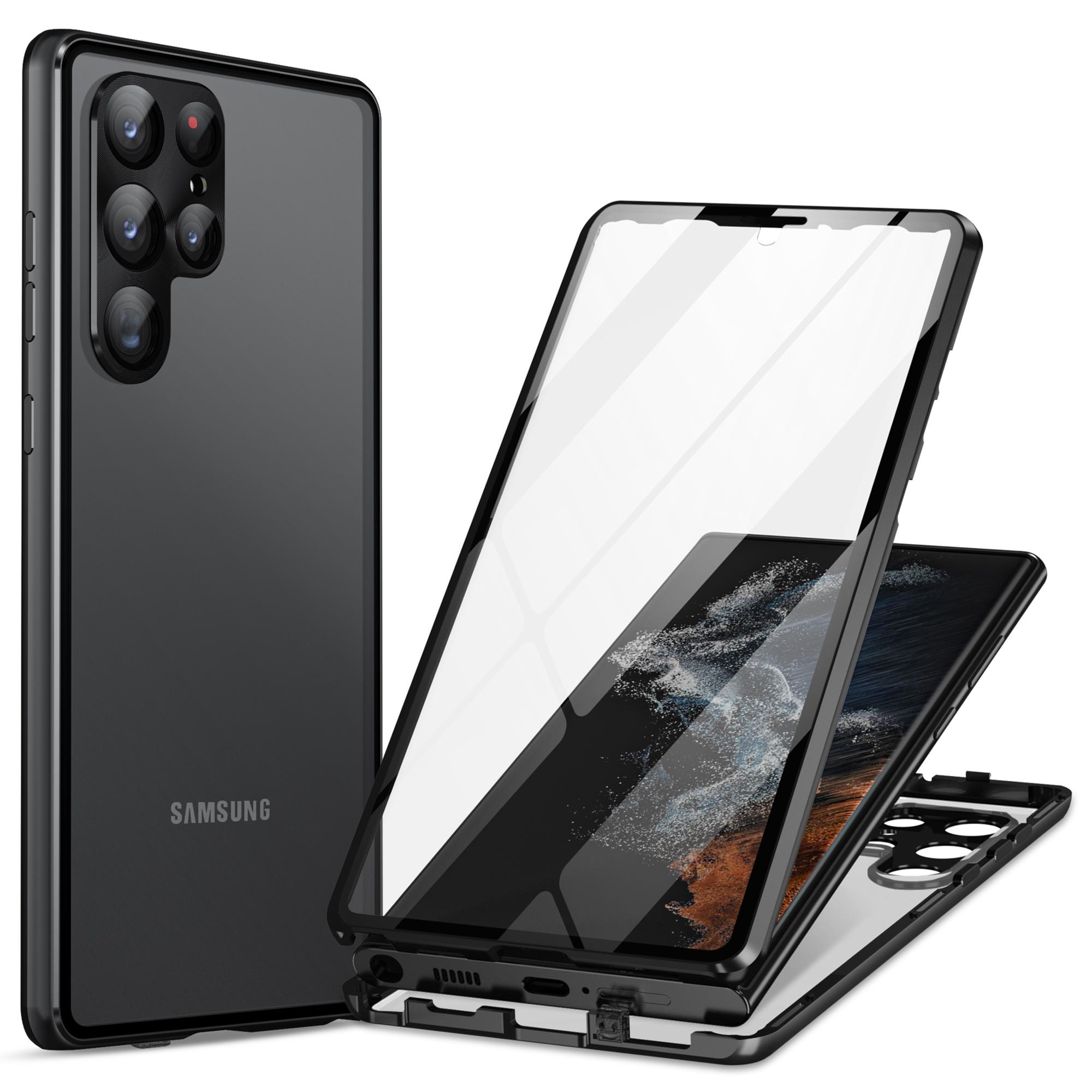 

Для Samsung Galaxy S24 Ultra Чохол Двостороннє Загартоване Скло Магнітна Металева Рамка Кришка Black