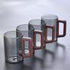 HANDUNYOU 400ml Skleněné šálky na čaj s dřevěnou rukojetí