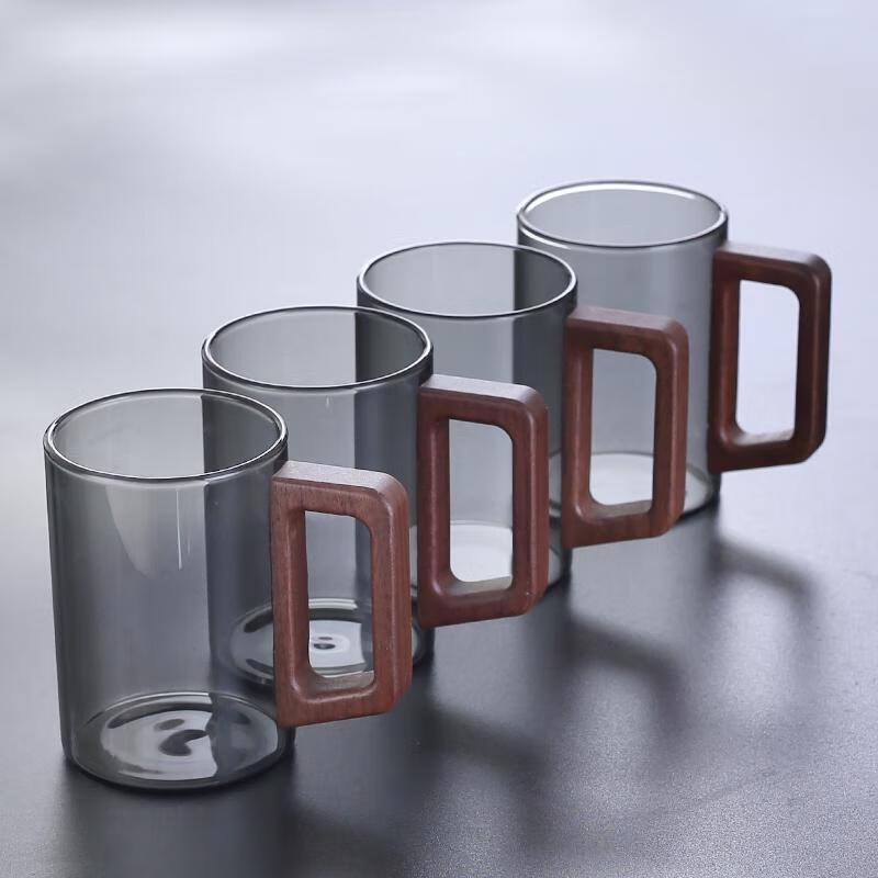 HANDUNYOU Transparent Black Glass Tea Cups