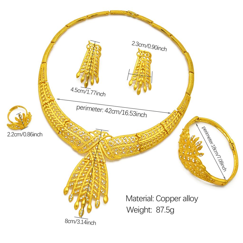 Luxury Italian 24k Gold Color Jewelry Set For Women African Dubai Bridal Wedding Necklace And Earrings Set Party Gifts