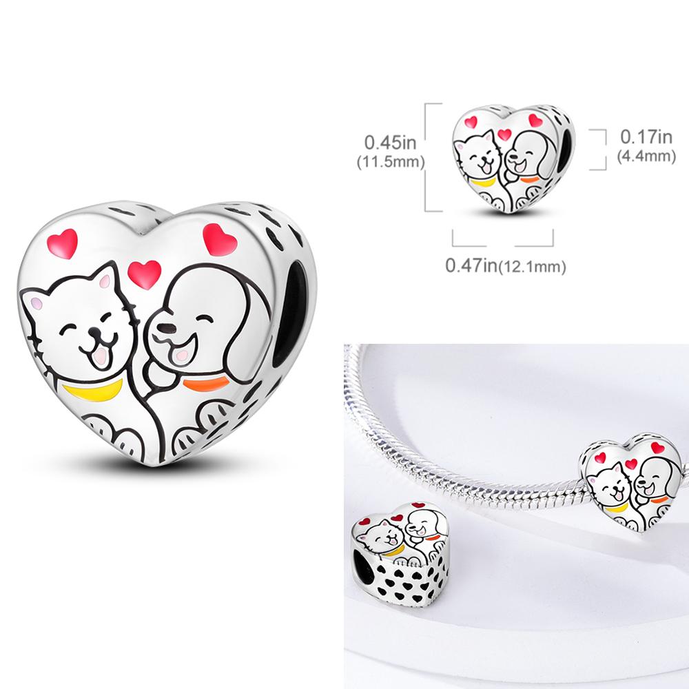 Copper Charms Love Mother Family Sister Heart Beads Fit Original Bracelet Diy Woman Jewelry Gift