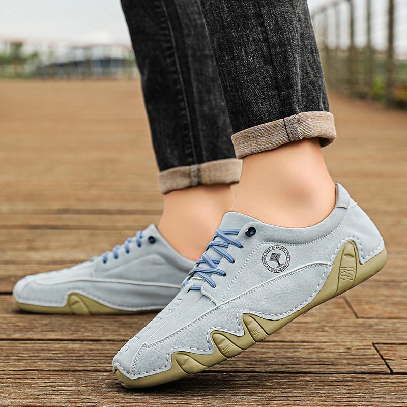 Fashion Casual Walking Shoes Lightweight Vulcanize Shoes Non-Slip Comfortable Breathable for Daily Flats Men's Leather Lace-Up Sneakers