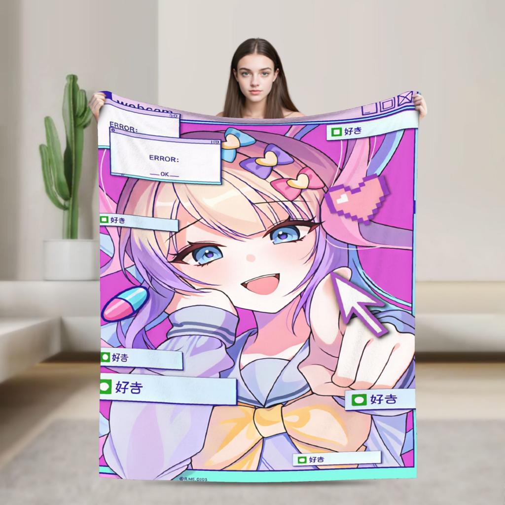 N-Needy Streamer O-Overload Kangel Blanket Soft Graphic Plush Throw Blanket For Bedroom Decorative Flannel Bedspread Bed Cover