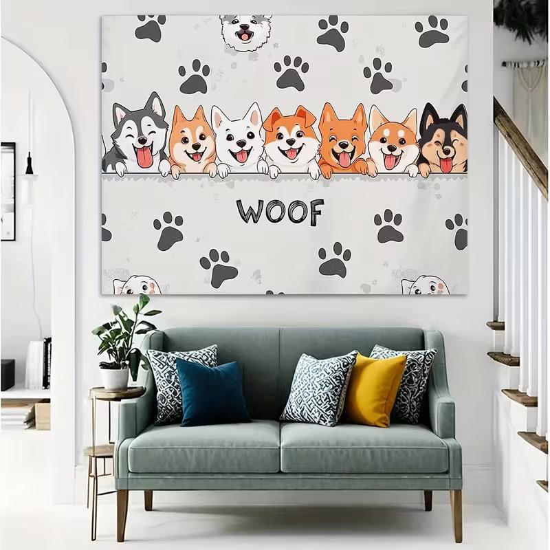 2D Flat Printing Woof Dog Backdrop for Pet Photography and Party Decor