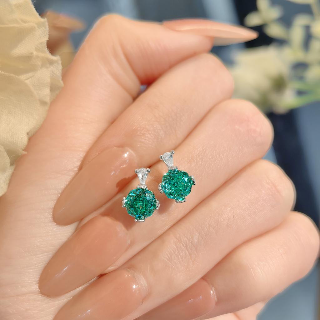 Octagonal Millennium Rose Cut Colorful Pink Diamond Pendant Set High Carbon Diamond Paraiba Ring Earrings