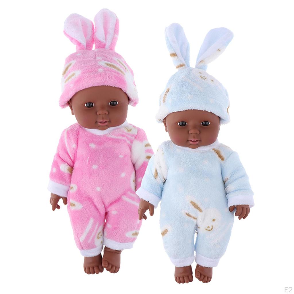 12 Inch Newborn , African Infant Black Kids and Girl Holiday Birthday Gift, Reborn Doll