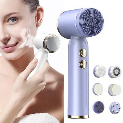 6-in-1 Electric Facial Cleansing Brush – Deep Pore Cleanse, Exfoliate & Massage – 6 Replaceable Brush Heads Waterproof & Rechargeable Cleansing Brush