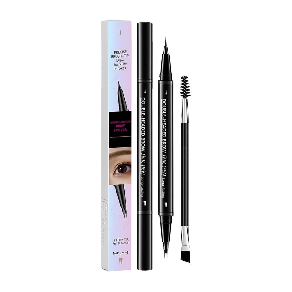 Two-pronged Eyebrow Pencil + Eyebrow Brush Double-head Design Not Easy To Fade With Lasting Makeup Effect Waterproofandsweat-proof 2ml