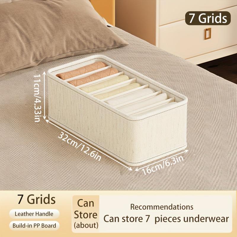 

1 шт. бежевый складной органайзер для хранения нижнего белья, бюстгальтеров, галстуков и аксессуаров 7 Grids бежевый