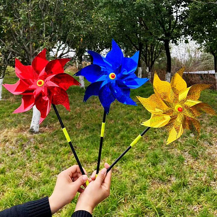 Colorful Polka Dot & Stripe Sequin Pinwheel Toy for Kids - Outdoor Fun
