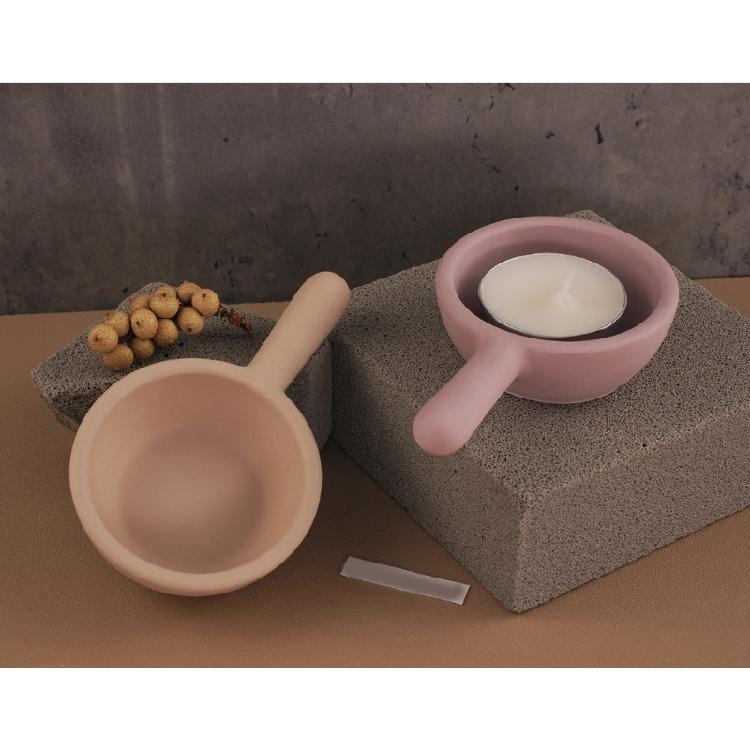 Pans Shape Candle Holder Molds 3D Handle Jar Candlestick Silicone Molds Castings Molds Epoxy Resin Molds Plaster Molds