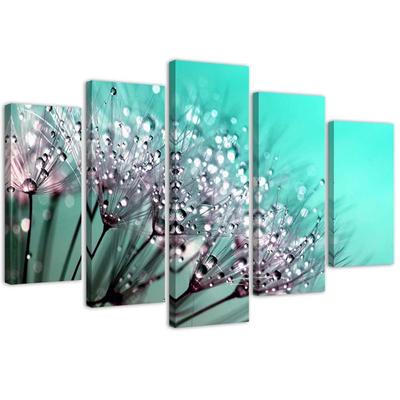Five Piece Picture Canvas Print Blower Turquoise Flower