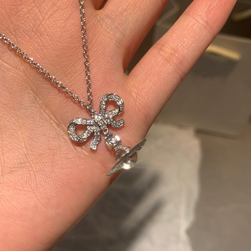 Westwood Saturn Choker Necklace: High Version, Medium Size, Women's 10MM Beads, Logo Clasp.