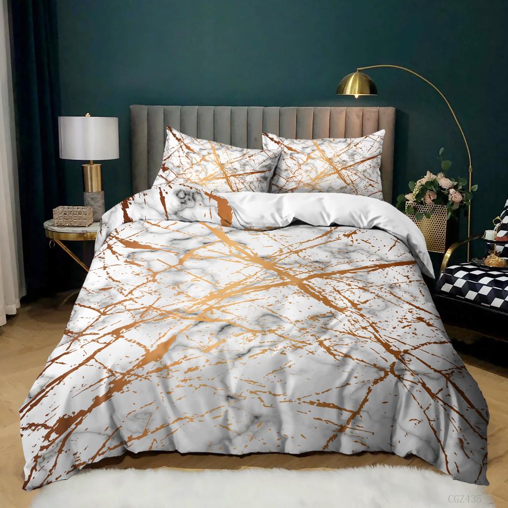 Luxury Black Marble Duvet Cover Set Queen/King/Full/Twin Size Bedding Set Geometric Black Marble Comforter Cover Set Men Women
