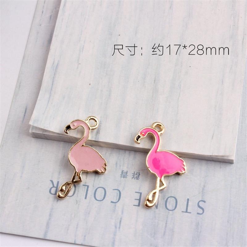 10 Pcs Enamelled Animal Flamingo Talisman Pendant DIY Accessories for Wedding Birthday Parties