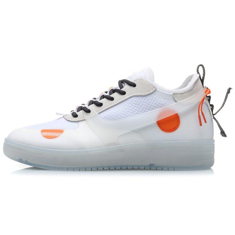 Li Ning CF COUNTERFLOW Tracing Slip Resistant, Abrasion Resistant, Lightweight Low top Skateboard Shoes Men's White AGCP293-1