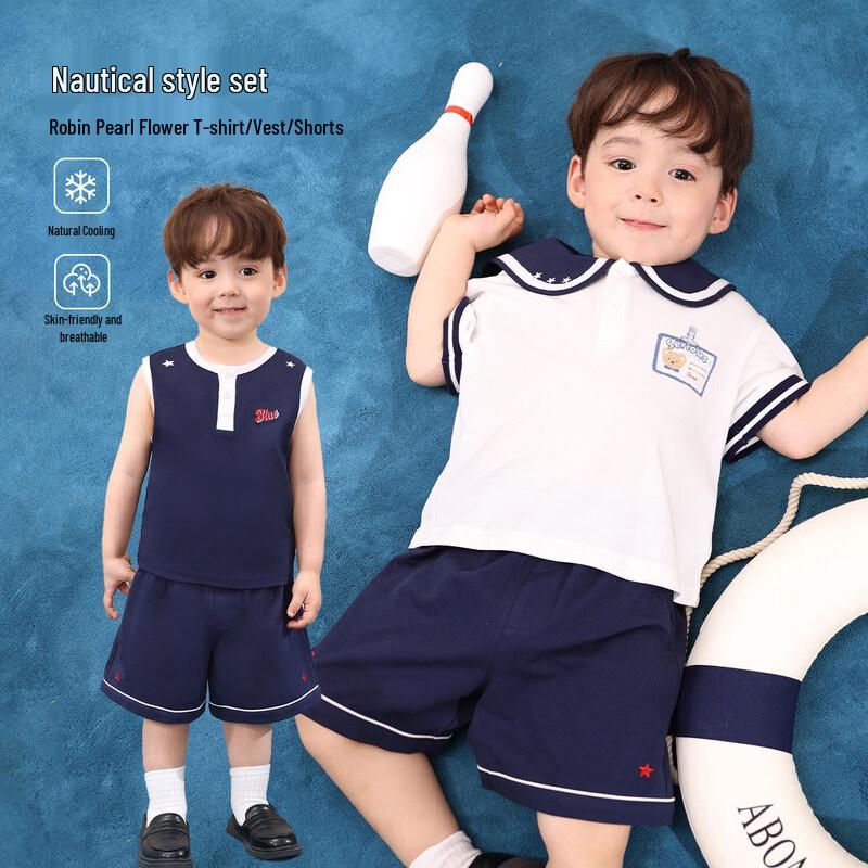 LUSON Boys  Summer Navy Style Outfit 80