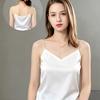 French Imitation Silk Elastic Satin V-neck Small Suspender Vest Sleeveless Top Women's Round Neck Inside and Outside New