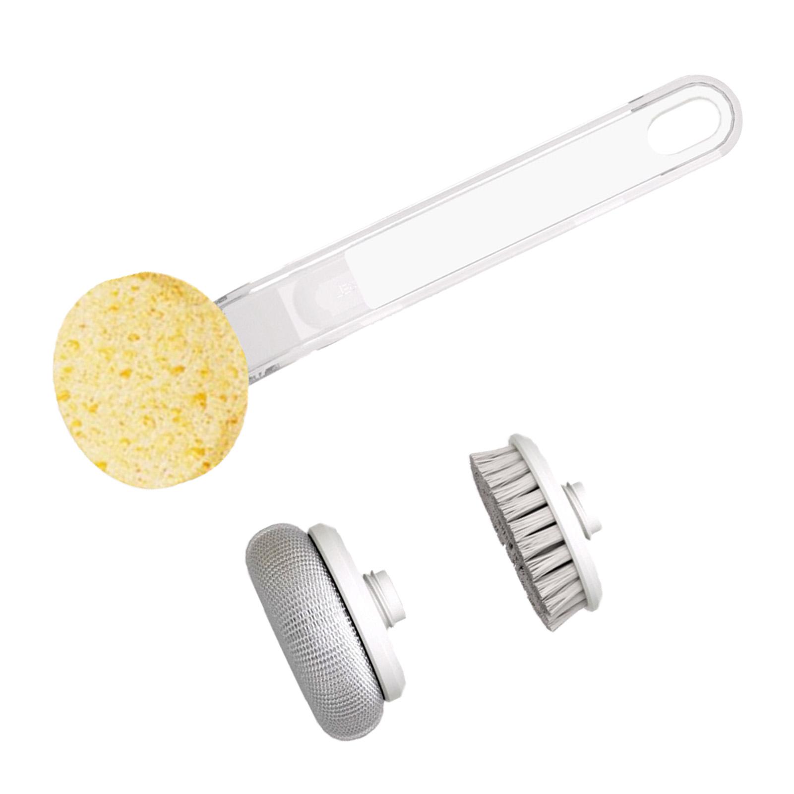 

Kitchen Dish Brushes 3 in 1 Handle Pot Pan Sponge Scrubber Brush Cleaning Tool Set