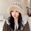 Women S Large Head Circumference Fleece Lined Bucket Hat For Autumn Winter Warm Fashionable Versatile