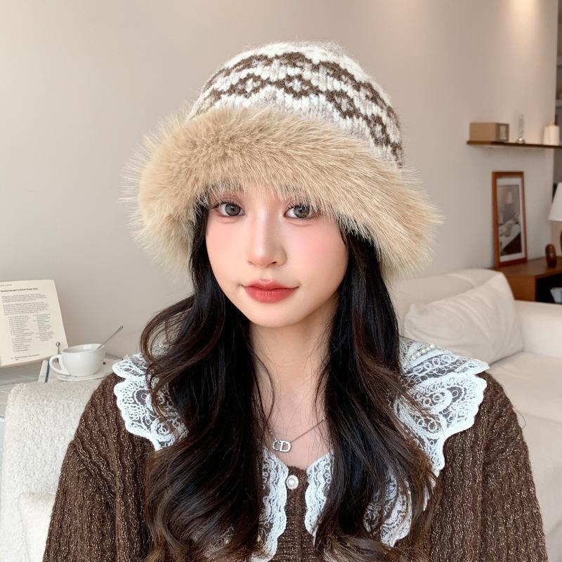 Women S Large Head Circumference Fleece Lined Bucket Hat For Autumn Winter Warm Fashionable Versatile