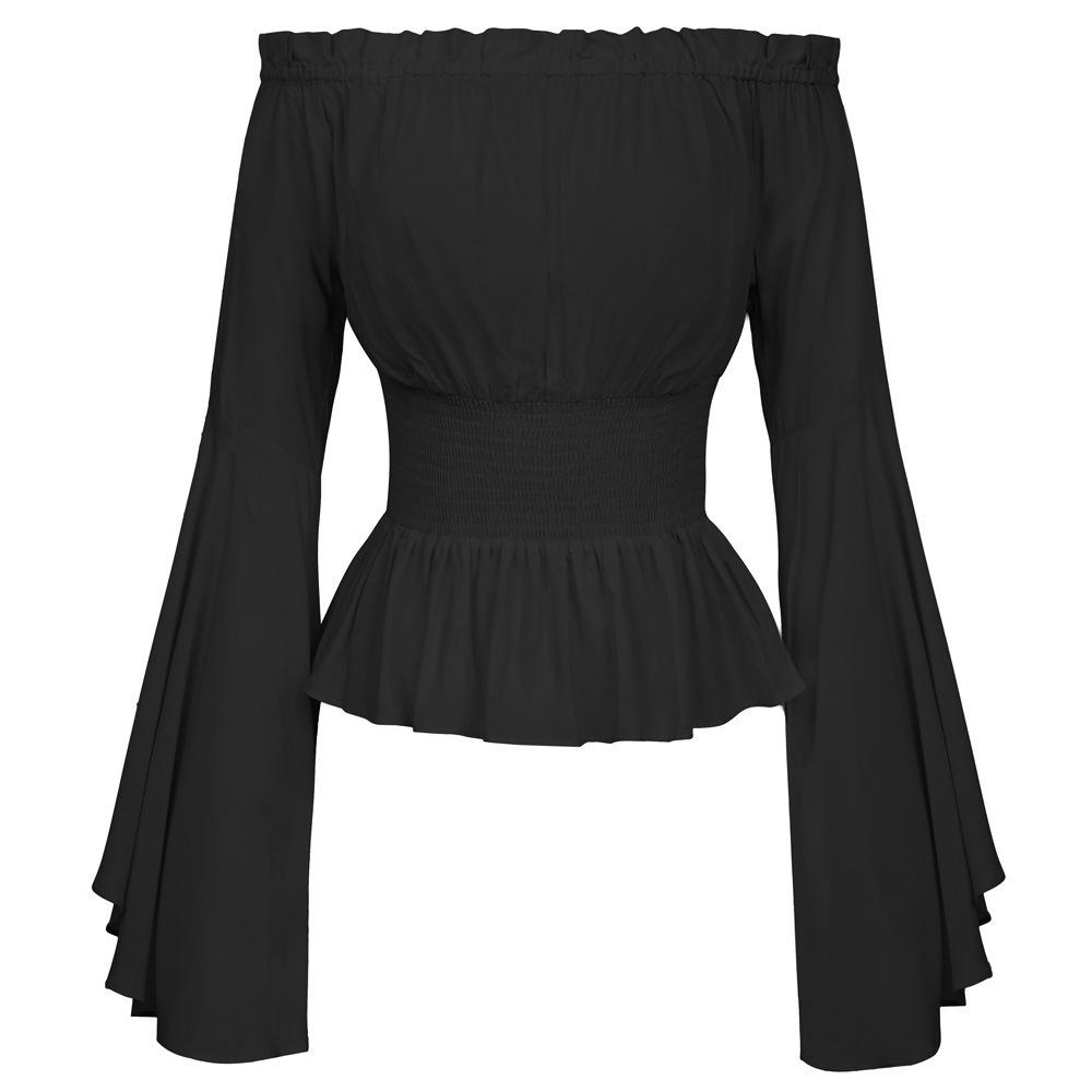 Camicetta Rinascimentale Vintage Contadina Donna Spalle Scoperte Maniche Camicia Boho Steampunk Pirata Medievale Costume Cosplay Top Corsetto