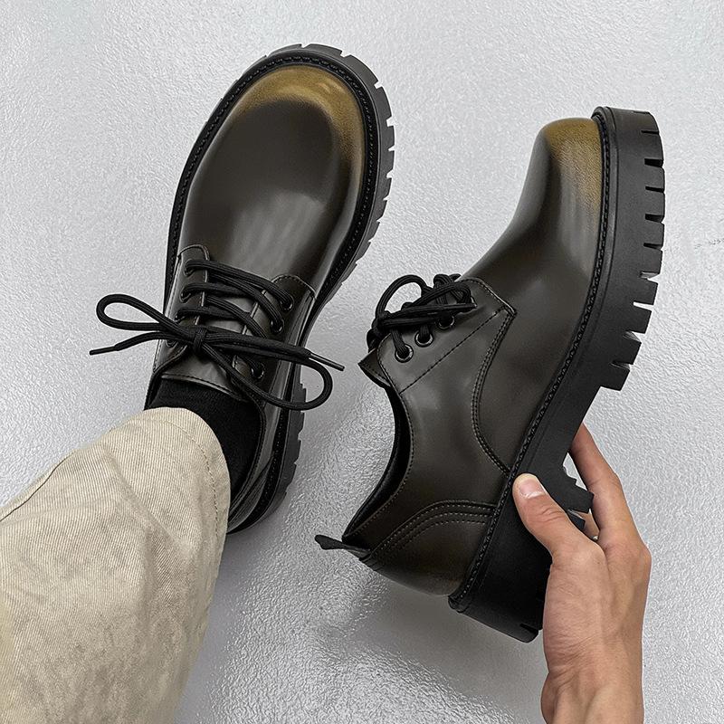 

Новые мужские кожаные туфли на британской платформе, повседневная обувь, мужские увеличивающие рост низкие повседневные универсальные кожаные туфли 3138-X 46