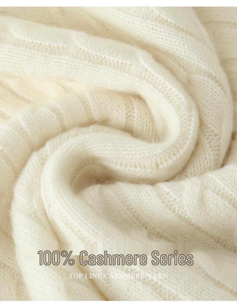 Women's 100% Pure Cashmere Fish Embroidery Sweater - Autumn/Winter Round Neck Knit Pullover, One Size
