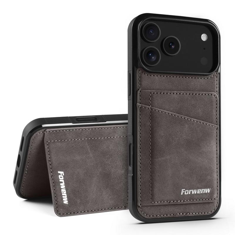 Card Slots Stand Wallet Case For iPhone 17 Pro Max 16 Plus 15 14 13 12 Pro Max 11 16E Air with Metal Buckle Leather Card Holder Back Cover