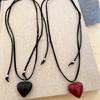 Fashionable Resin Heart Choker with Velvets Tie Adjustable Length Neckchain for Women Eye Catching Sweater Chain Jewelry