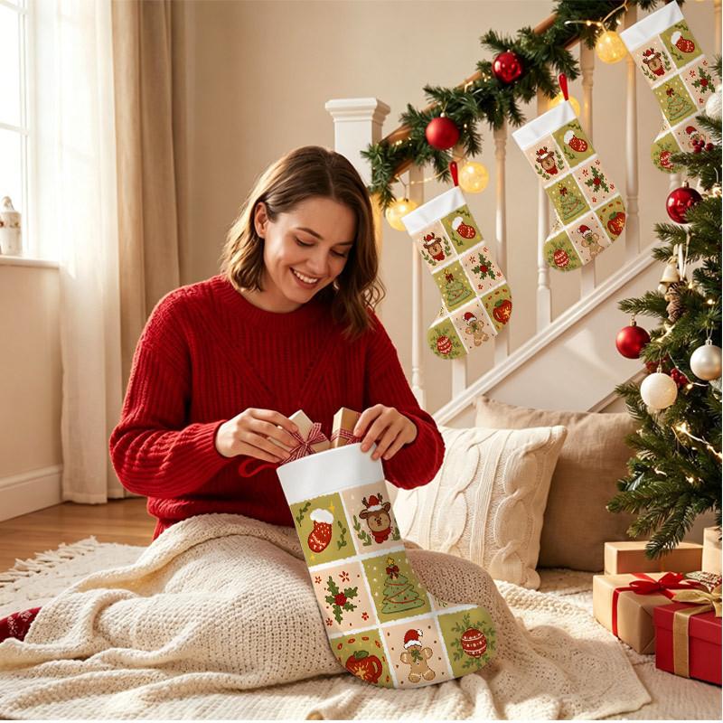 Christmas decoration fireplace hanging stockingChristmas Stockings 1pc 45.72 cm, Retro Artistic Gingerbread Or