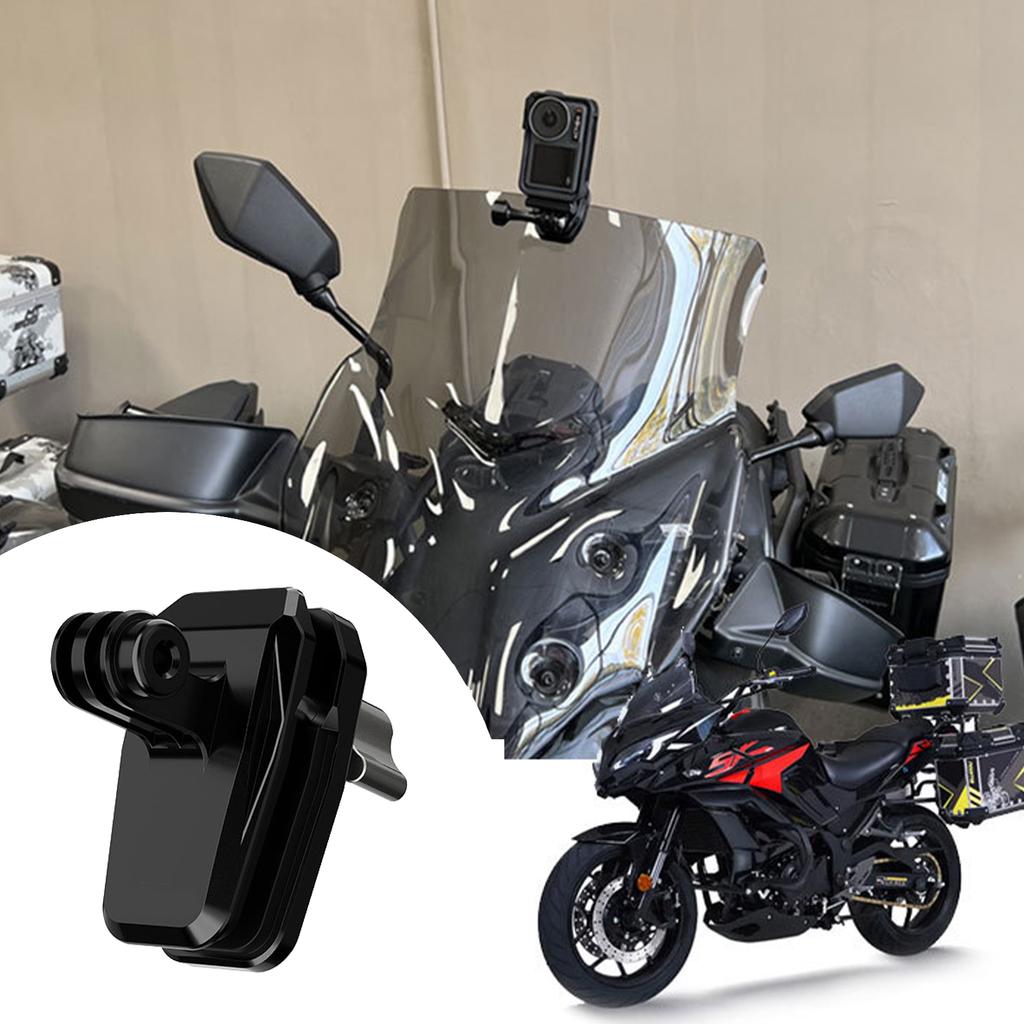 Motorcycle Windshield Clip for Action 4/Action 5/Pocket 3 Camera Clamp Aluminum Silicone Cushion Motorcycle Windshield