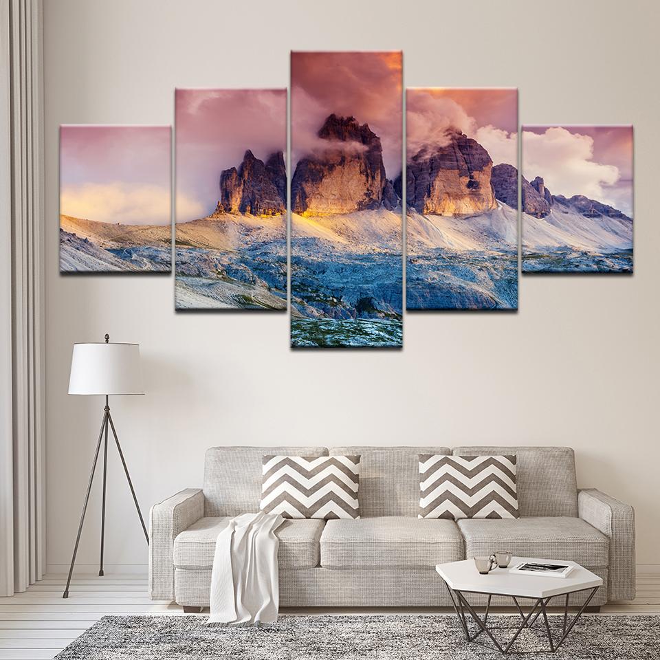 

Canvas Painting Landscape snow mountain with fog 5 Pieces Wall Art Painting Modular Wallpapers Poster Print Home Decor 20x35 20x45 20x55cm