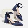 Scarpe Eleganti da Donna Tacco Grosso Punta Acuta Stile Retrò Scarpe Basse Taglia Grande Scarpe Singole