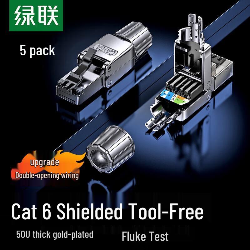 

Ugreen Cat6a Tool-free Shielded RJ45 Connectors (5-Pack)